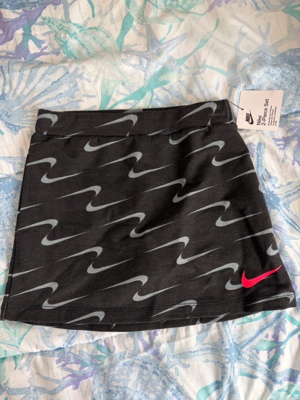 Nike Black Skort with Gray Wave Print and Pink Swoosh